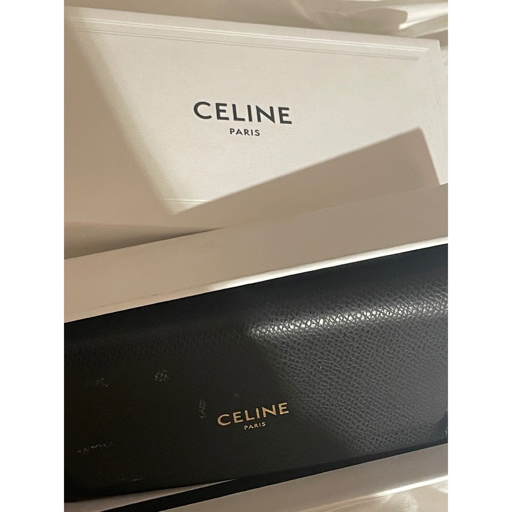 CELINE PARIS CL40216U Black Acetate Square Sunglasses with Gold Triomphe Logo - Picture 9 of 9